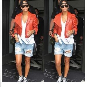 J BRAND Nash Distressed Denim Boyfriend Shorts in EUPHORIA 25 Ripped Cuffed